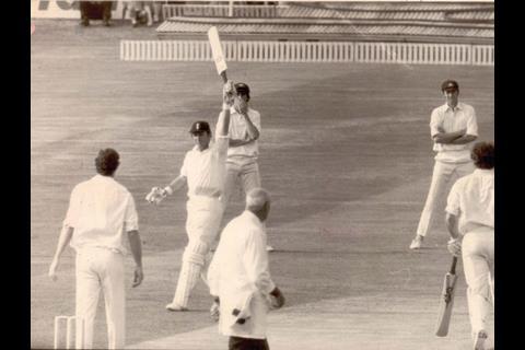 The hallowed turf … Geoffrey Boycott celebrates his 100th first-class 100 at Headingley in 1977